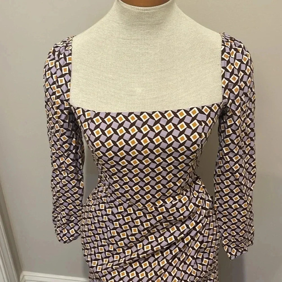 NWT!! Reformation - Hilda Midi Dress In Plaza Print - Size 0 - Purple/Brown - Picture 5 of 11